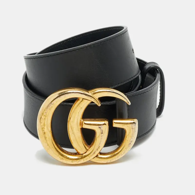 Gucci GG Marmont 75 CM Buckle Belt Black Leather