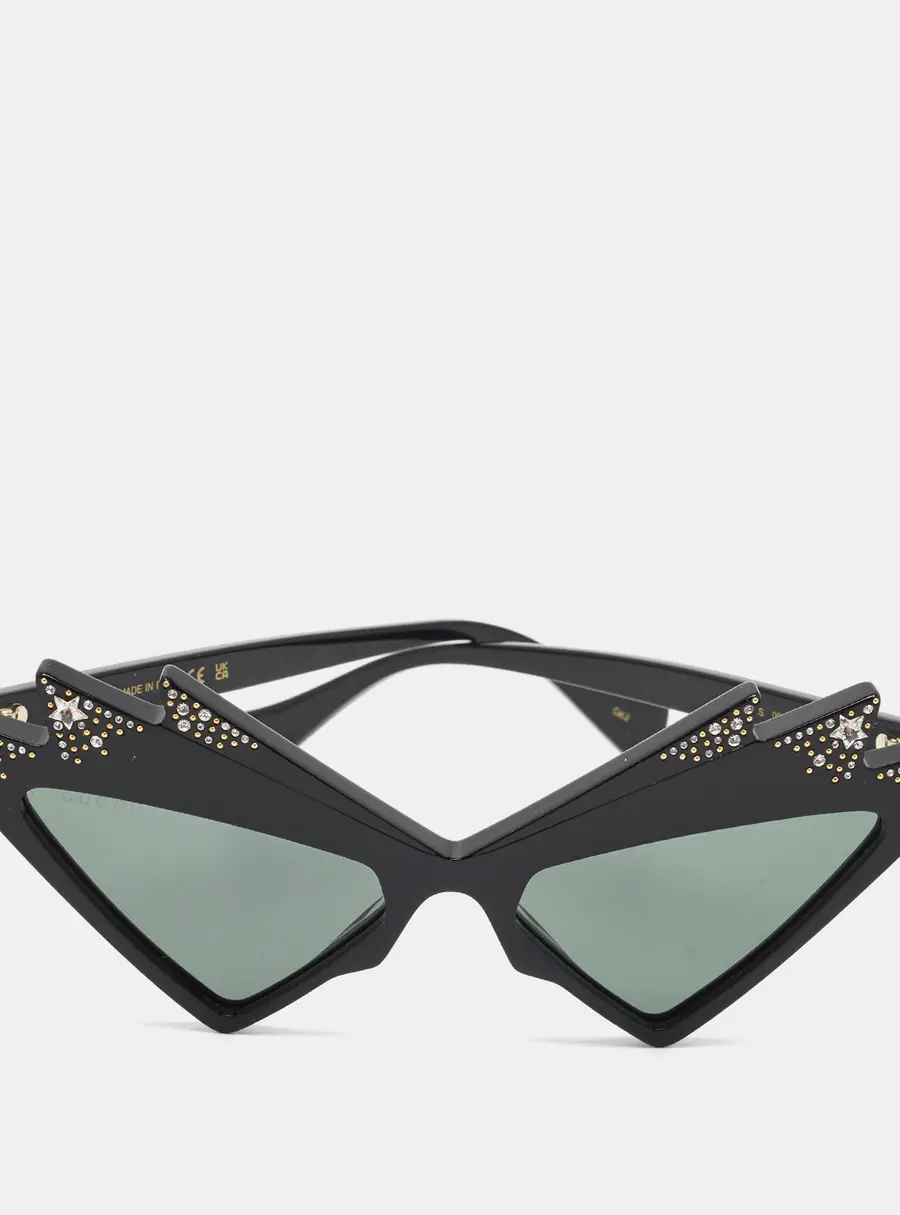 Gucci Black GG1371S Crystal Frame Cat Eye Sunglasses