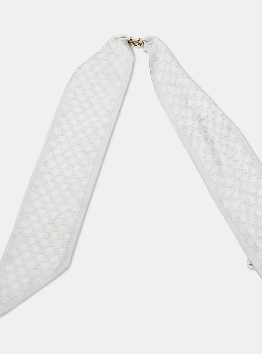 Gucci Grey Heart Detail GG Print Silk Bandeau Scarf