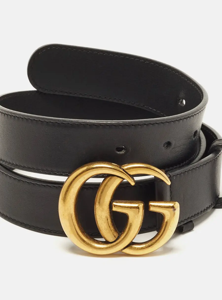 Gucci GG Marmont 80CM Buckle Belt Black Leather