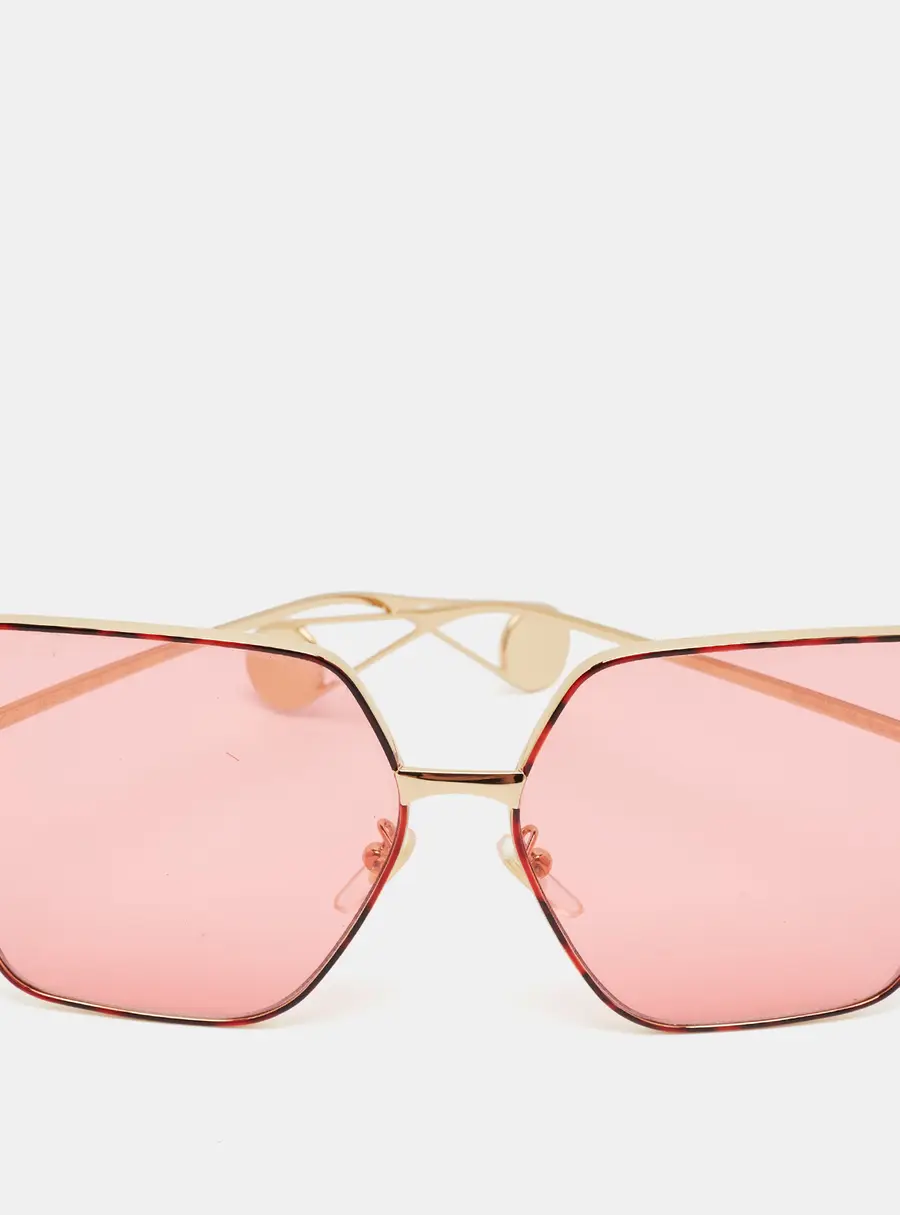 Gucci Pink/Gold Tone GG0436S Oversized Sunglasses