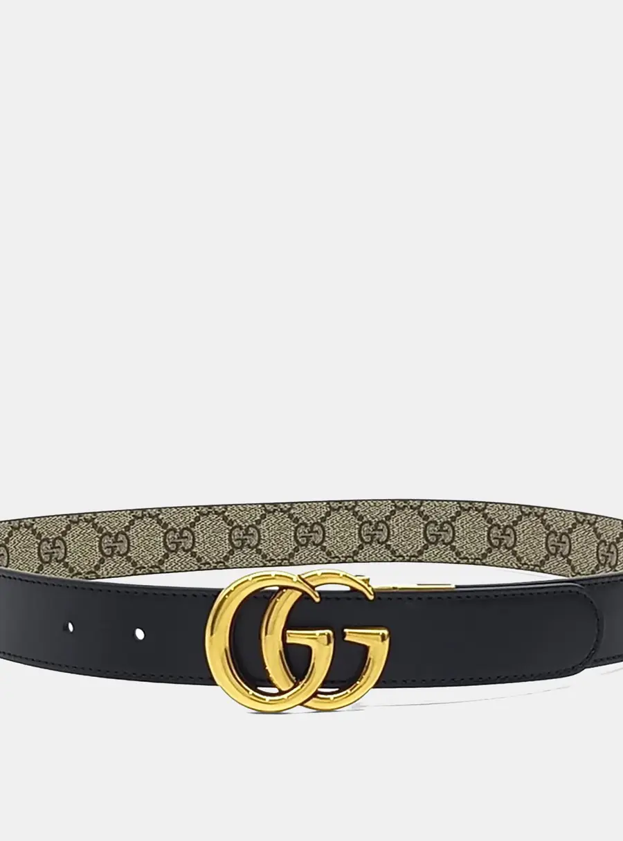 Gucci GG Marmont Black Leather Reversible Belt (659417)