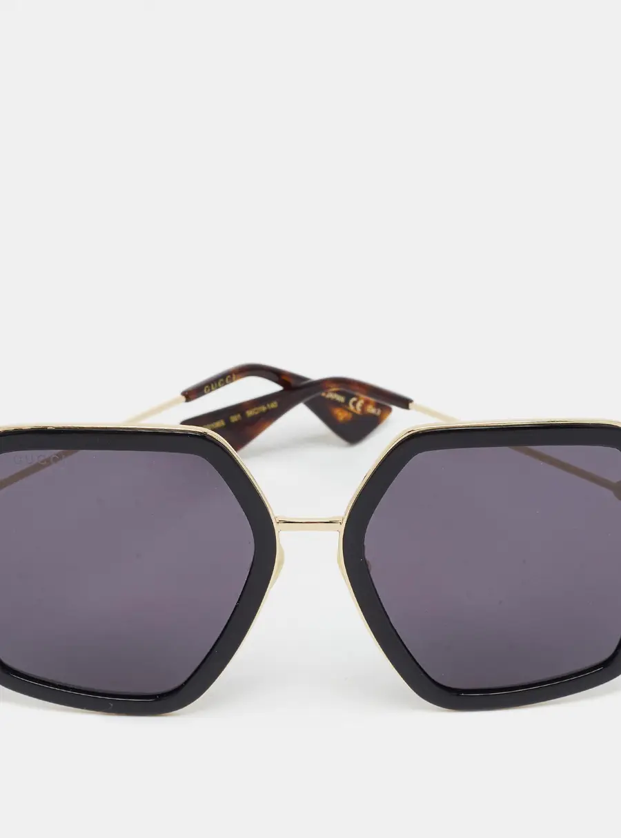 Gucci Black/Gold Tone GG0106S Oversized Sunglasses