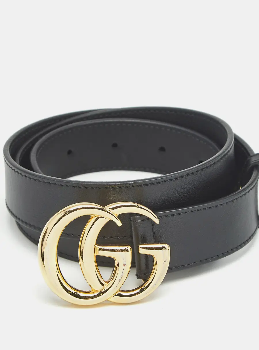 Gucci GG Marmont 85 CM Buckle Belt Black Leather