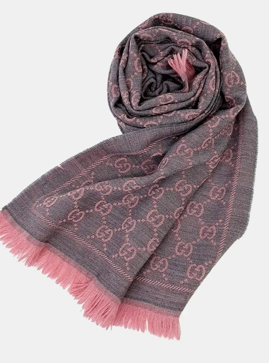 Gucci Grey/Pink Wool Scarf