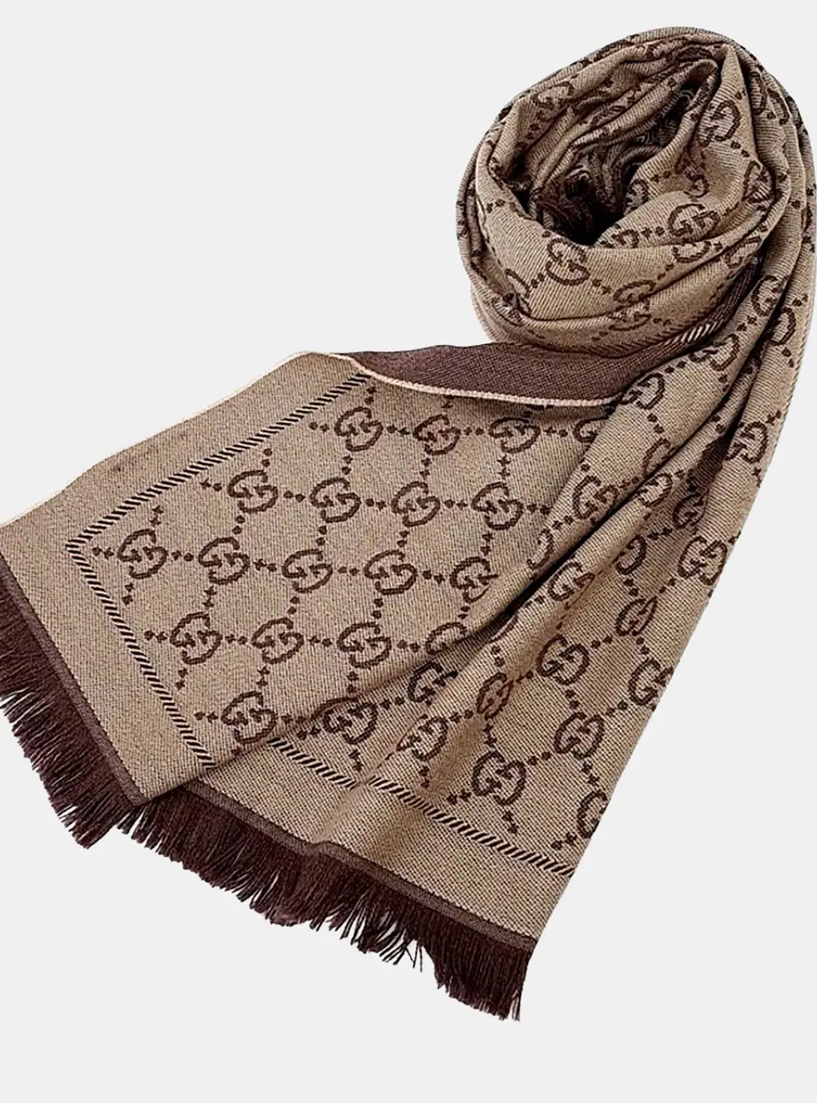 Gucci Beige Brown Wool Scarf