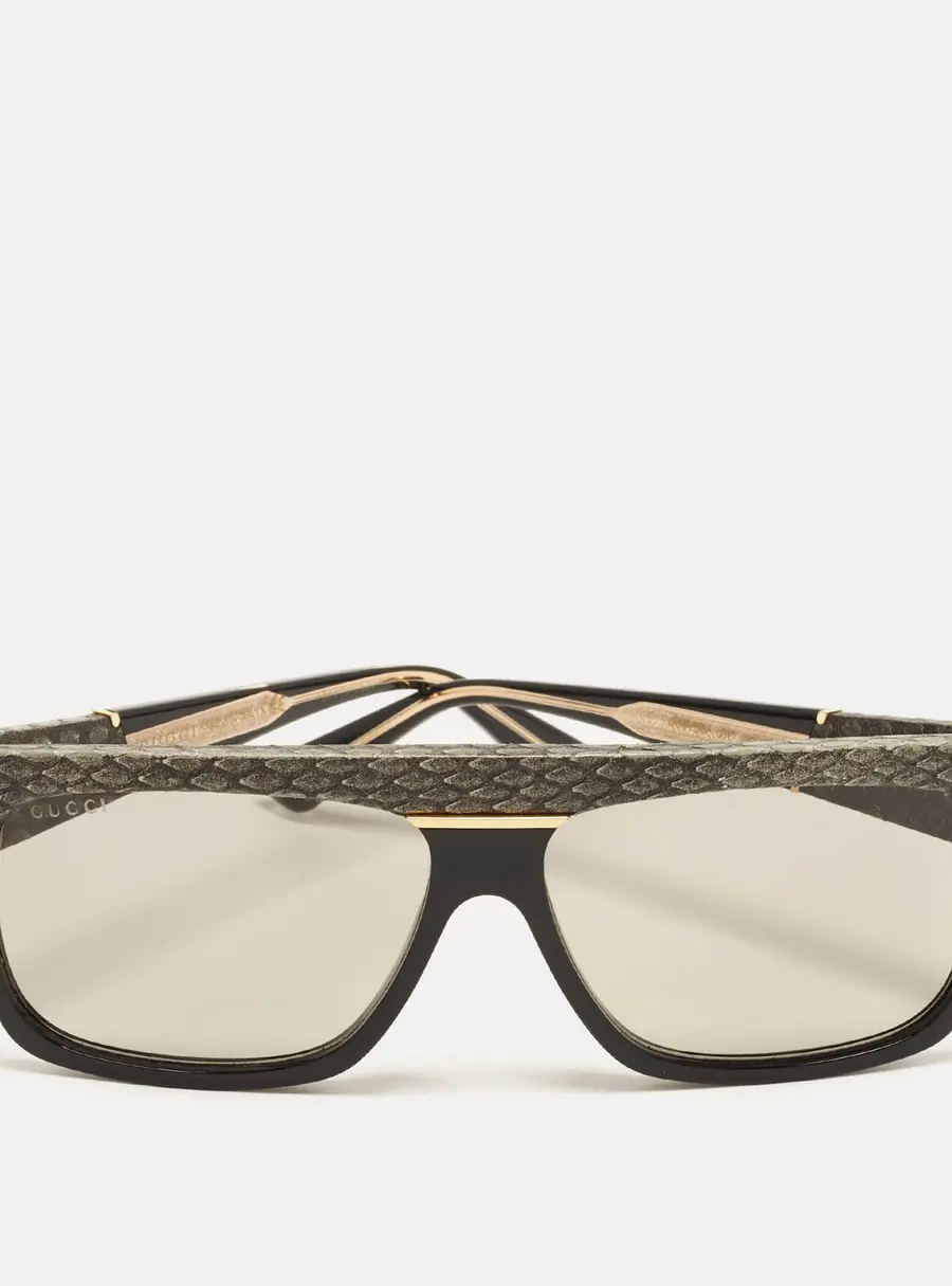 Gucci Black/Grey Gradient GG0483S Snakeskin Frame Square Sunglasses