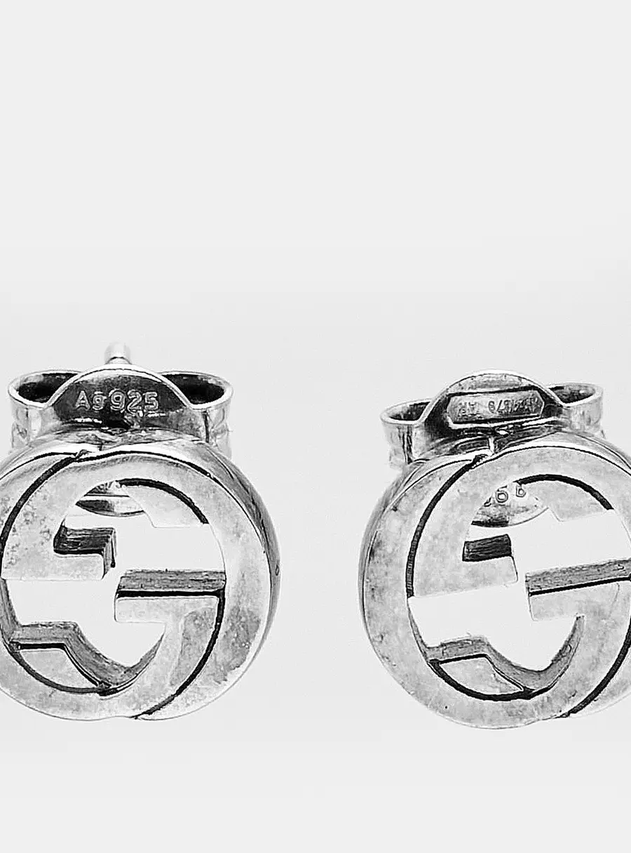 Gucci Interlocking G Sterling Silver Stud Earrings