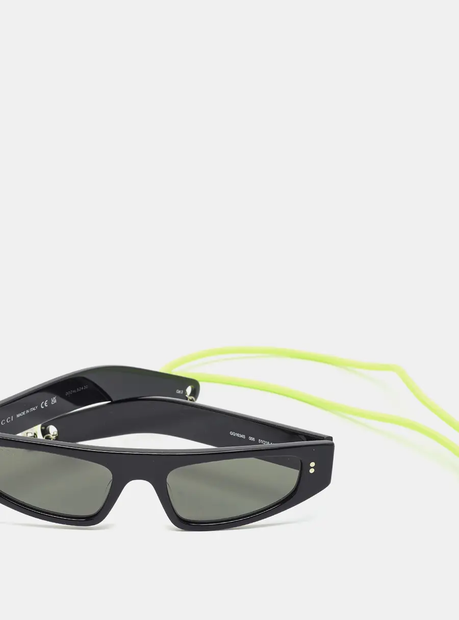 Gucci Black GG1634S Cat Eye Sunglasses with Detachable Strap