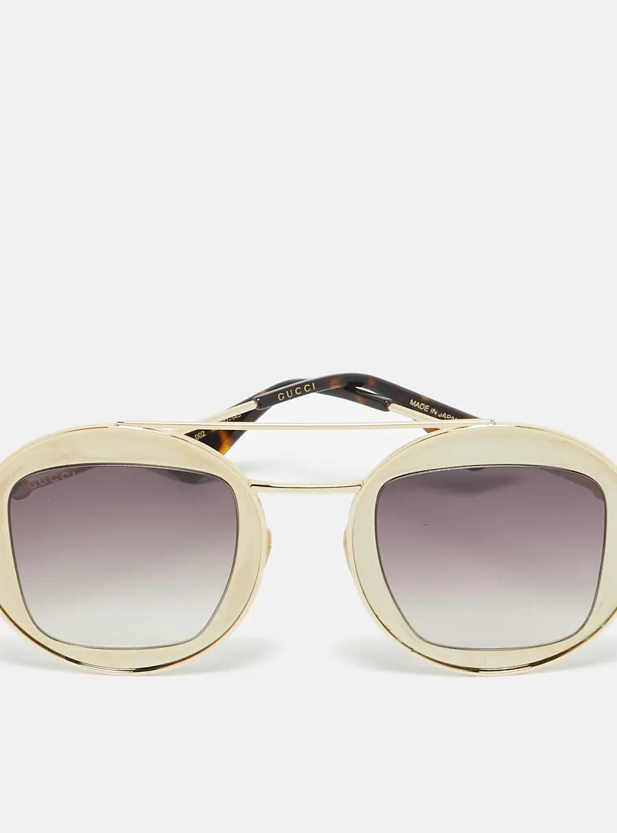 Gucci Brown/Gold Tone Gradient GG0105S Sylvie Web Round Sunglasses