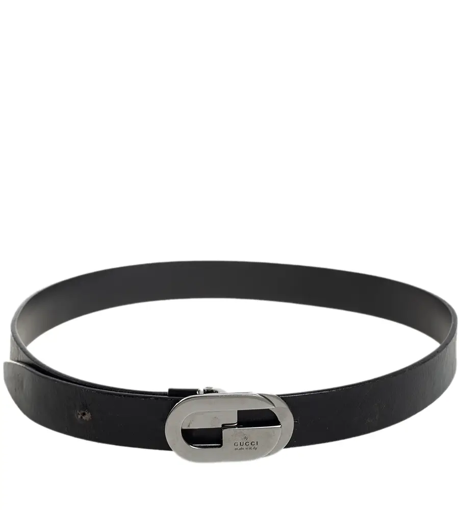 Gucci Black Leather G Buckle Belt 75CM