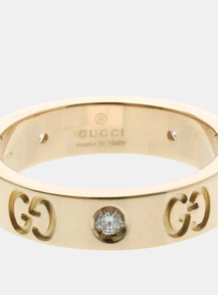 Gucci Icon Diamond 18k Pink Gold Ring EU 50