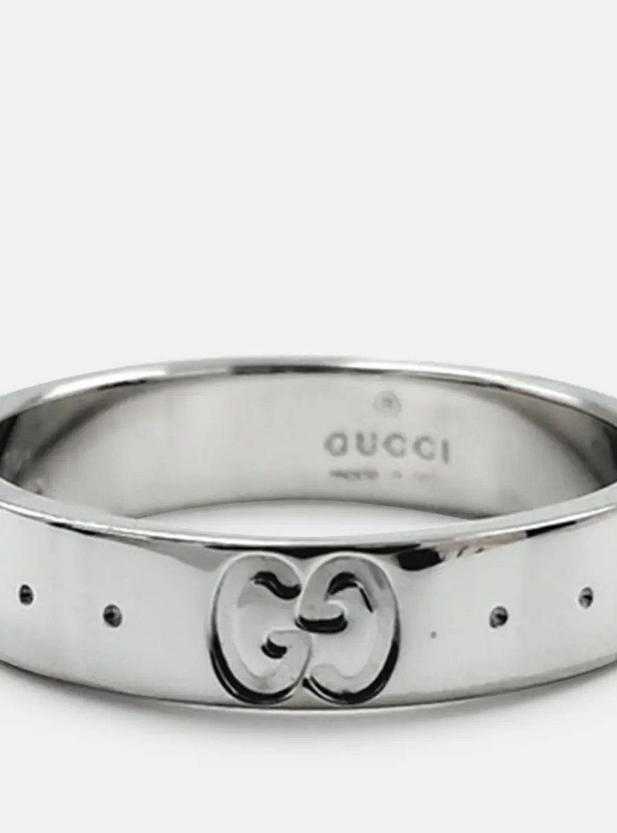 Gucci 18k White Gold Icon Ring EU 49