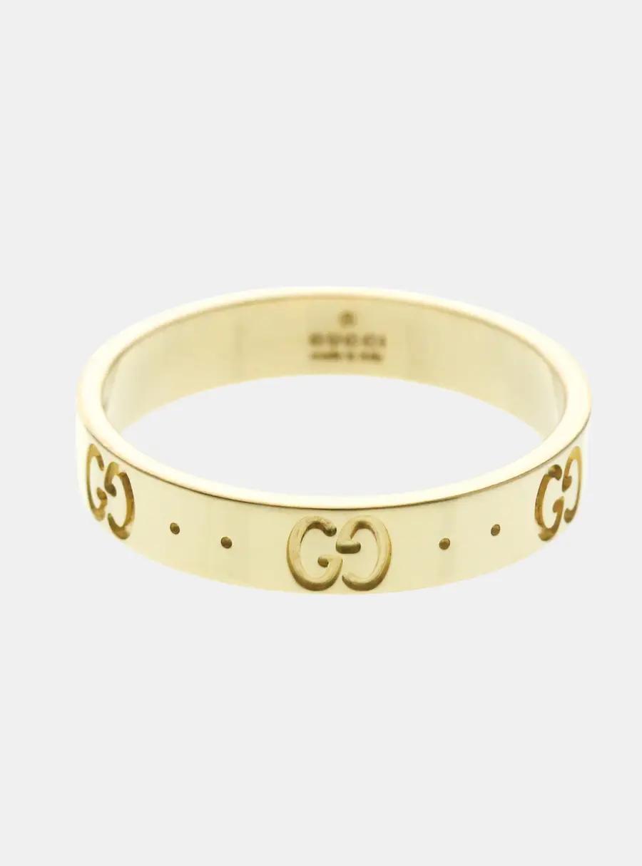 Gucci Icon 18K Yellow Gold Fashion Band Ring EU 59
