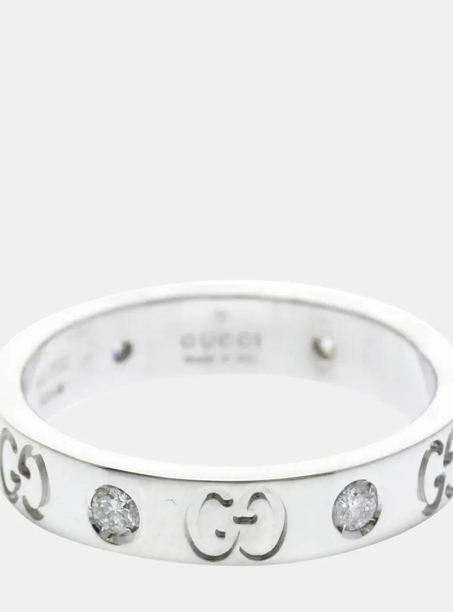 Gucci Icon 18k White Gold Unisex Category Ring EU 53