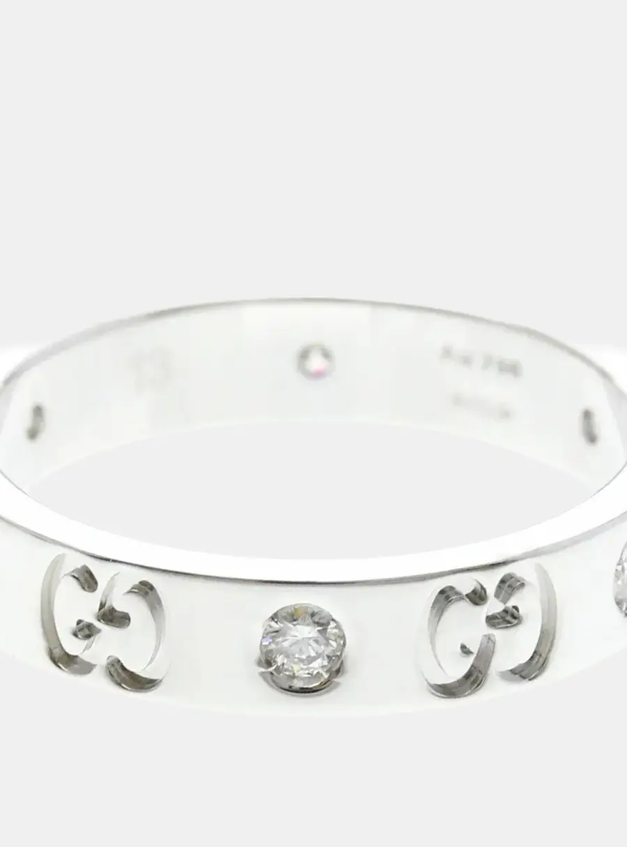 Gucci Icon 18k White Gold Band Ring EU 50