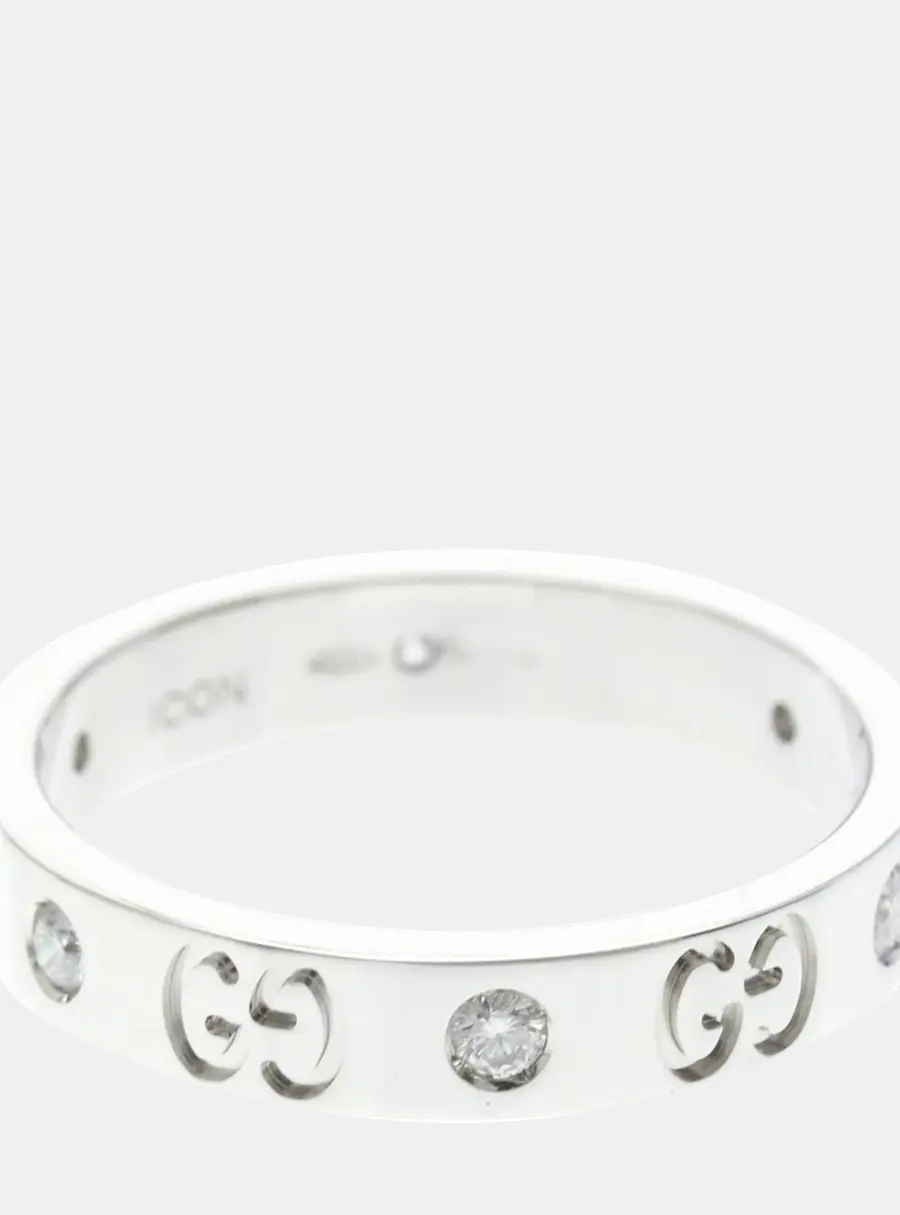 Gucci Icon 18k White Gold Diamonds Women's Ring