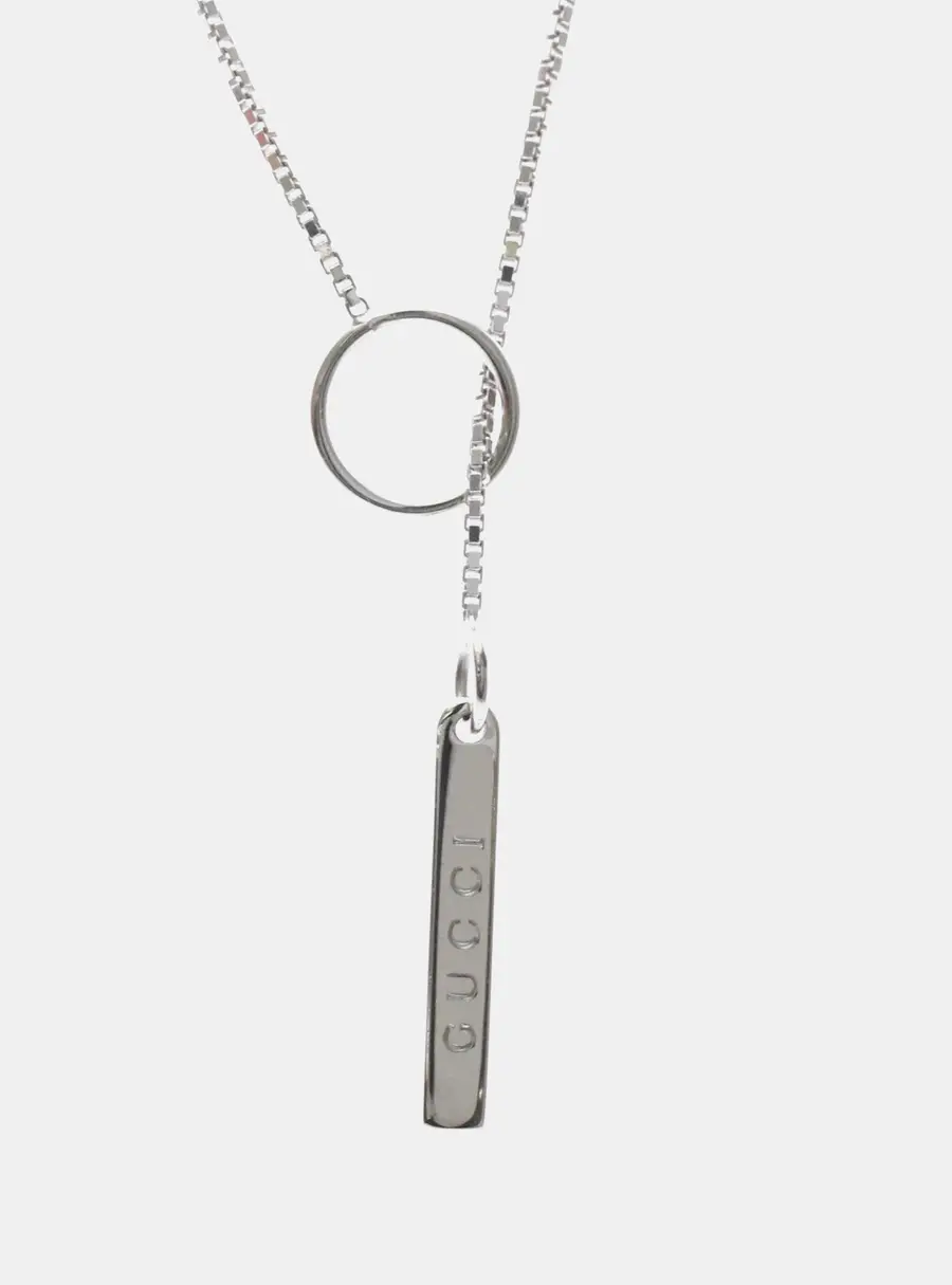 Gucci Lariat 18k White Gold Unisex Pendant Necklace