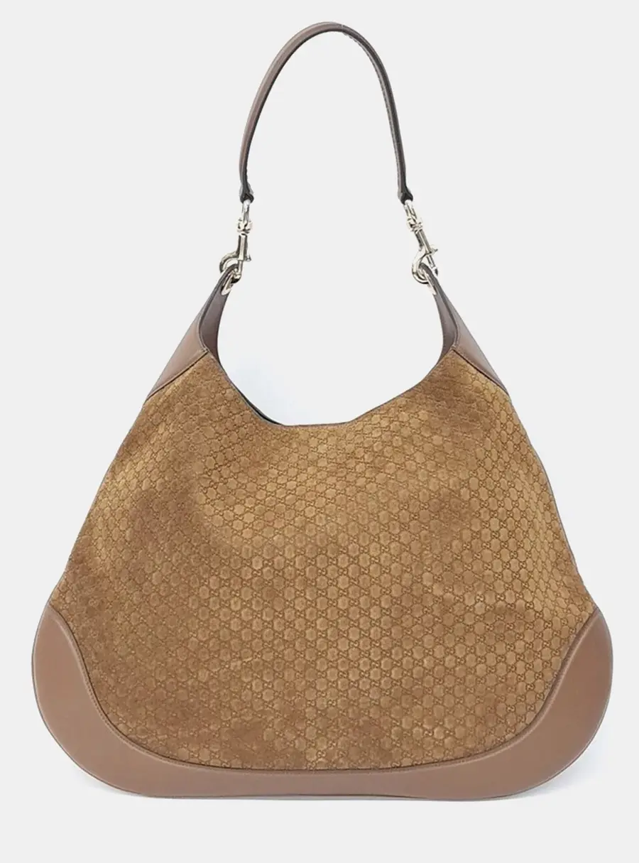 Gucci Brown Suede B Medium Shoulder Bag (815924)