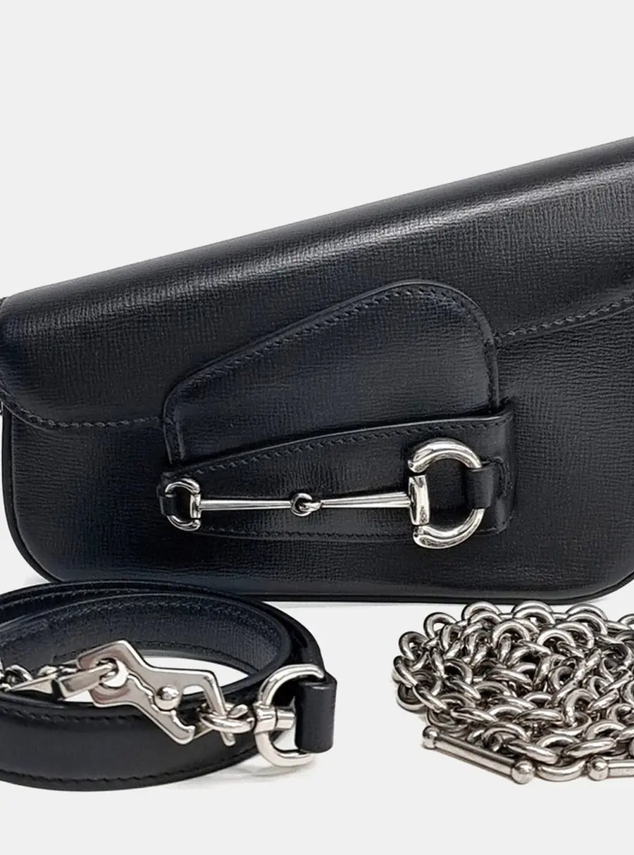 Gucci Black Leather Horsebit 1955 Shoulder Bag (774209)