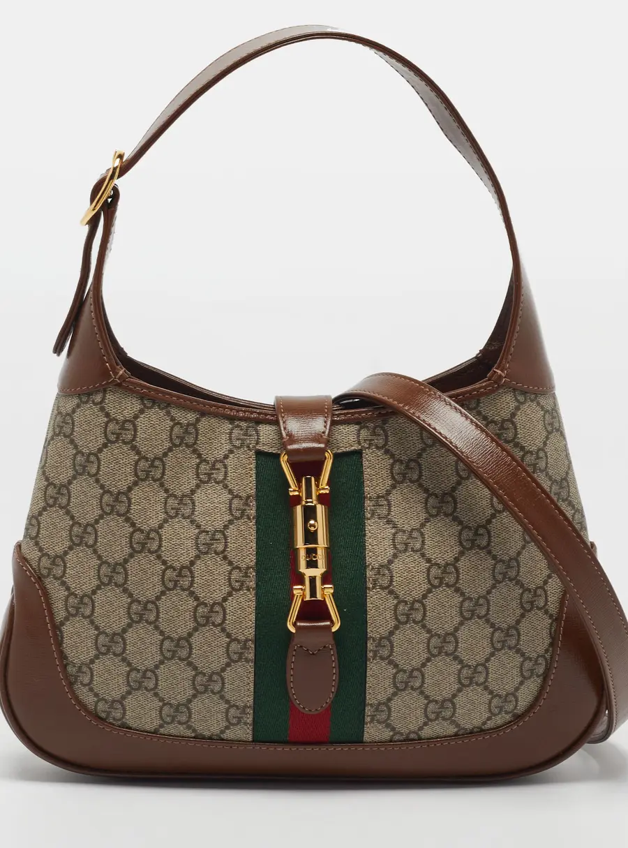 Gucci Jackie 1961 Small Brown/Beige GG Supreme Canvas and Leather Hobo