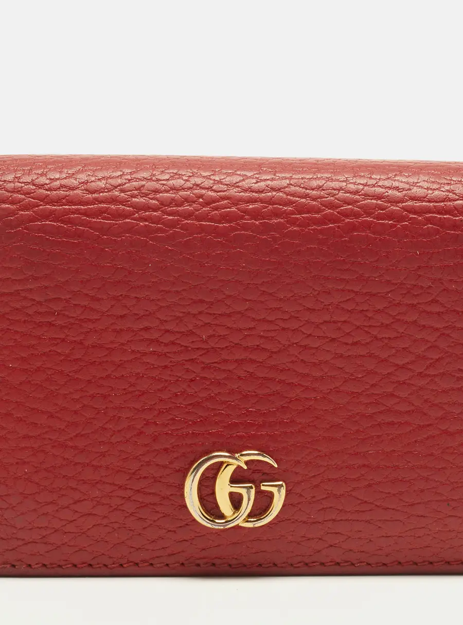 Gucci GG Marmont Red Leather Flap Card Case