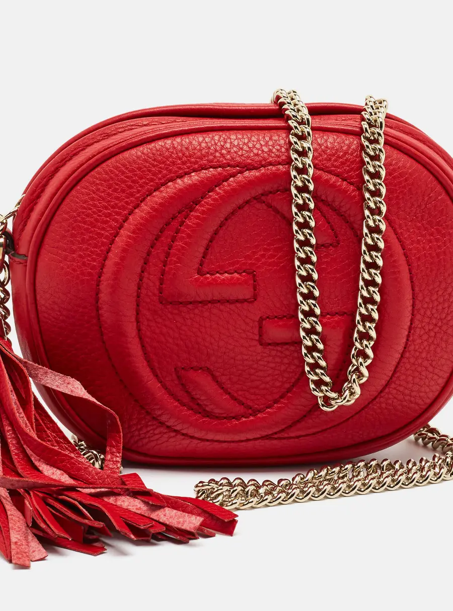 Gucci Soho Disco Round Red Leather Crossbody Bag