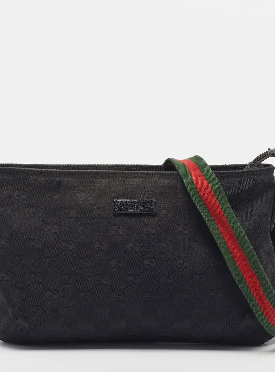 Gucci Sherry Line Black GG Canvas Crossbody Bag