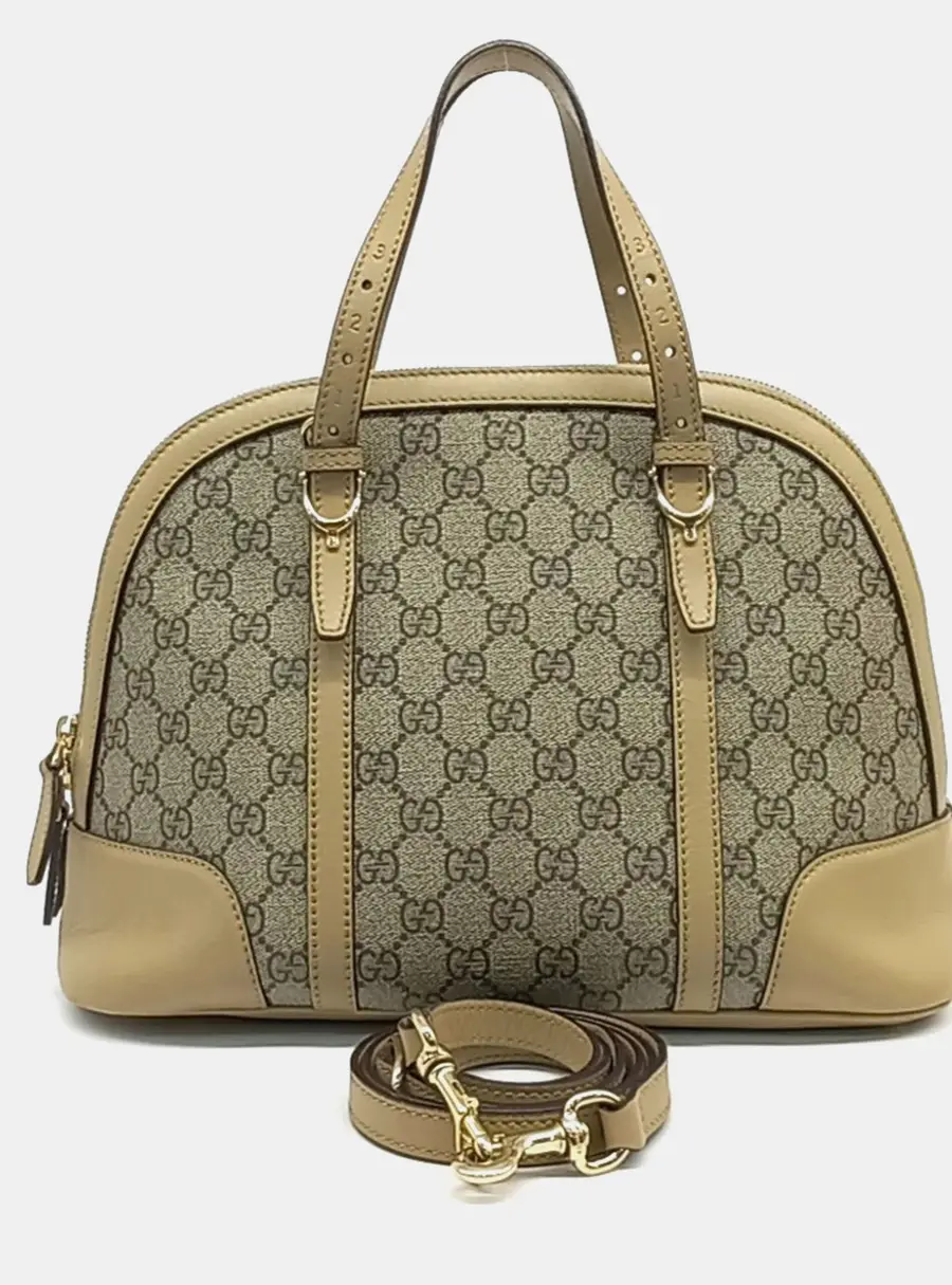 Gucci Beige Fabric and Leather PVC Tote and Shoulder Bag