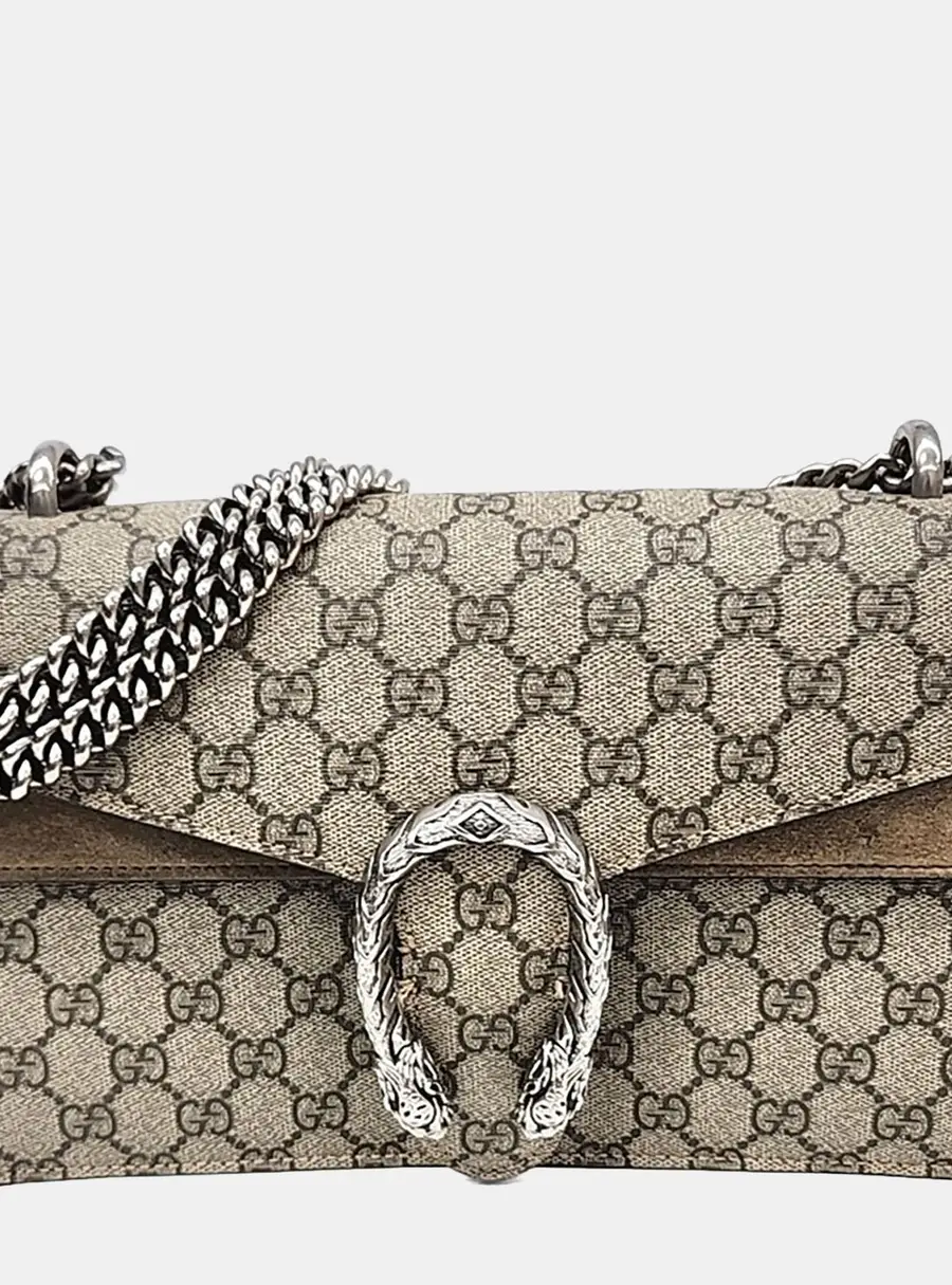 Gucci Dionysus Beige/Brown Canvas Chain Shoulder Bag (400249)