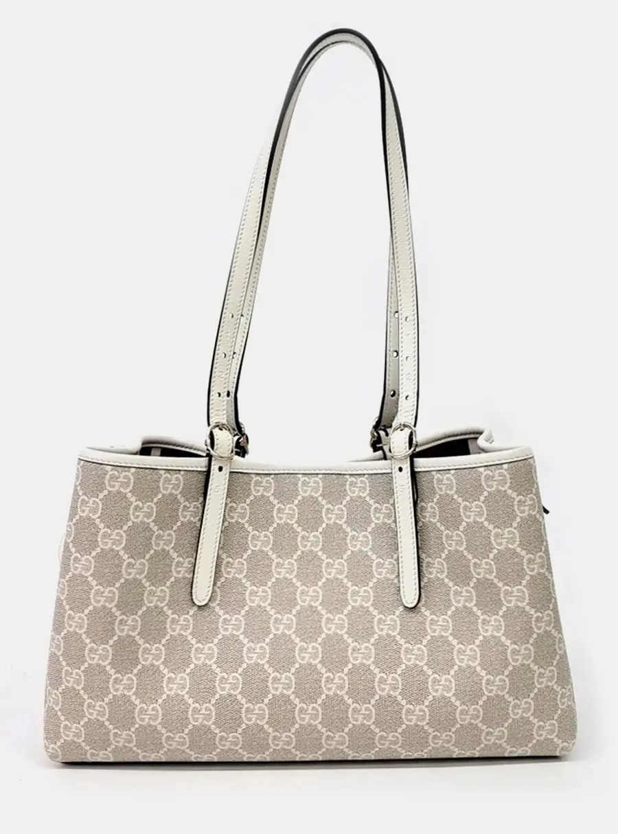 Gucci GG Emblem Beige Canvas Small Tote Bag (815214)