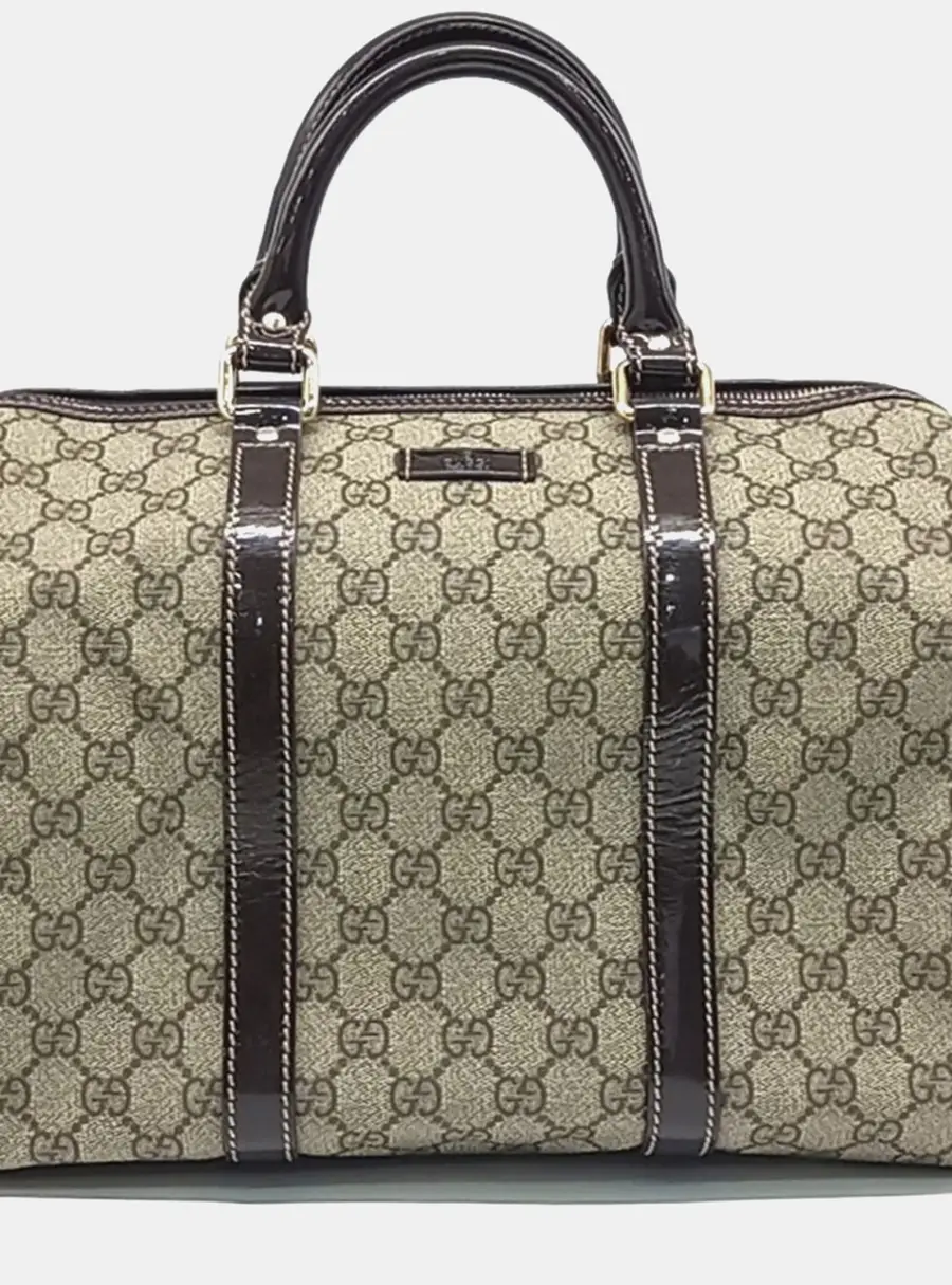 Gucci Boston Beige Brown Canvas Bag (193603)