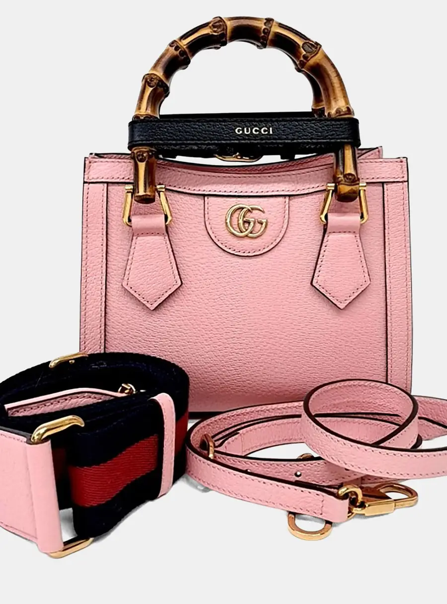 Gucci Pink Leather Diana Tote and Shoulder Bag (702732)