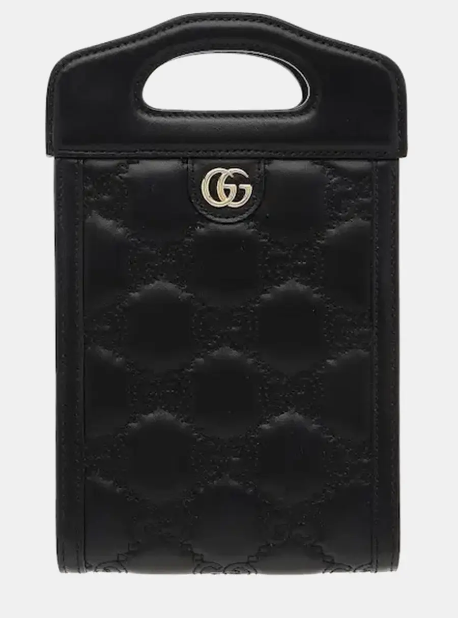 Gucci GG Marmont Matelasse Mini Black Calfskin Leather Top Handle Bag