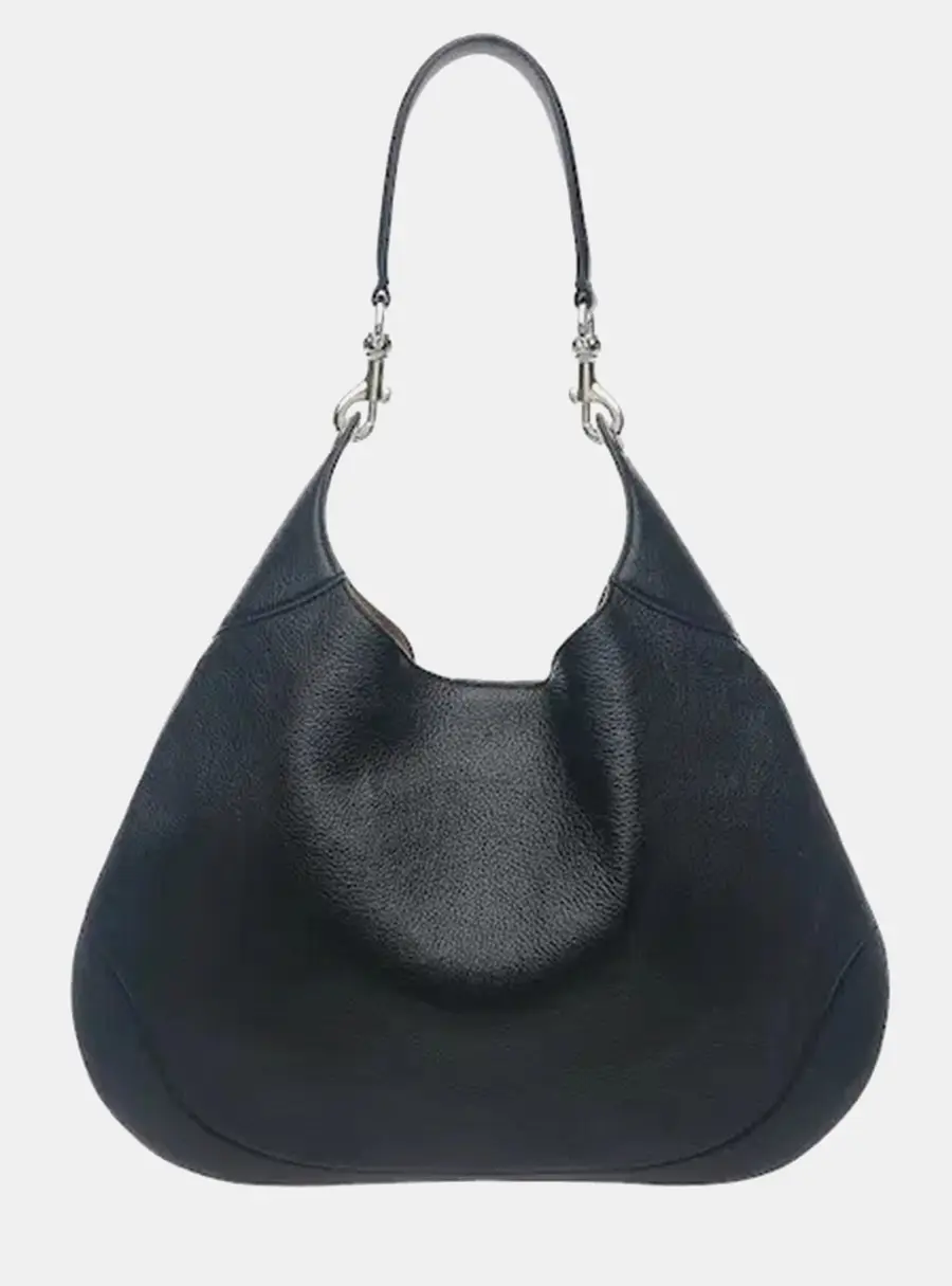 Gucci B Medium Black Grainy Leather Shoulder Bag