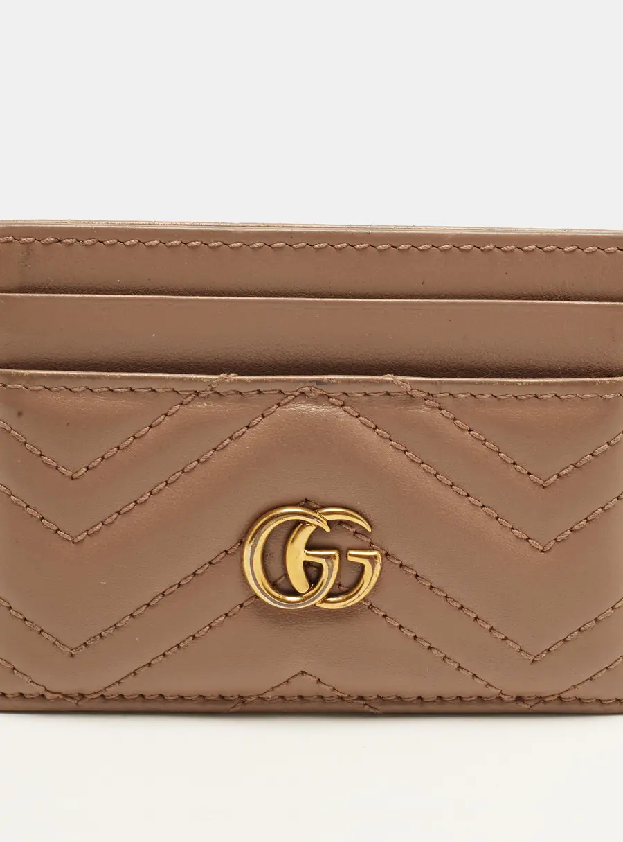 Gucci GG Marmont Beige Matelass&eacute; Leather Card Holder