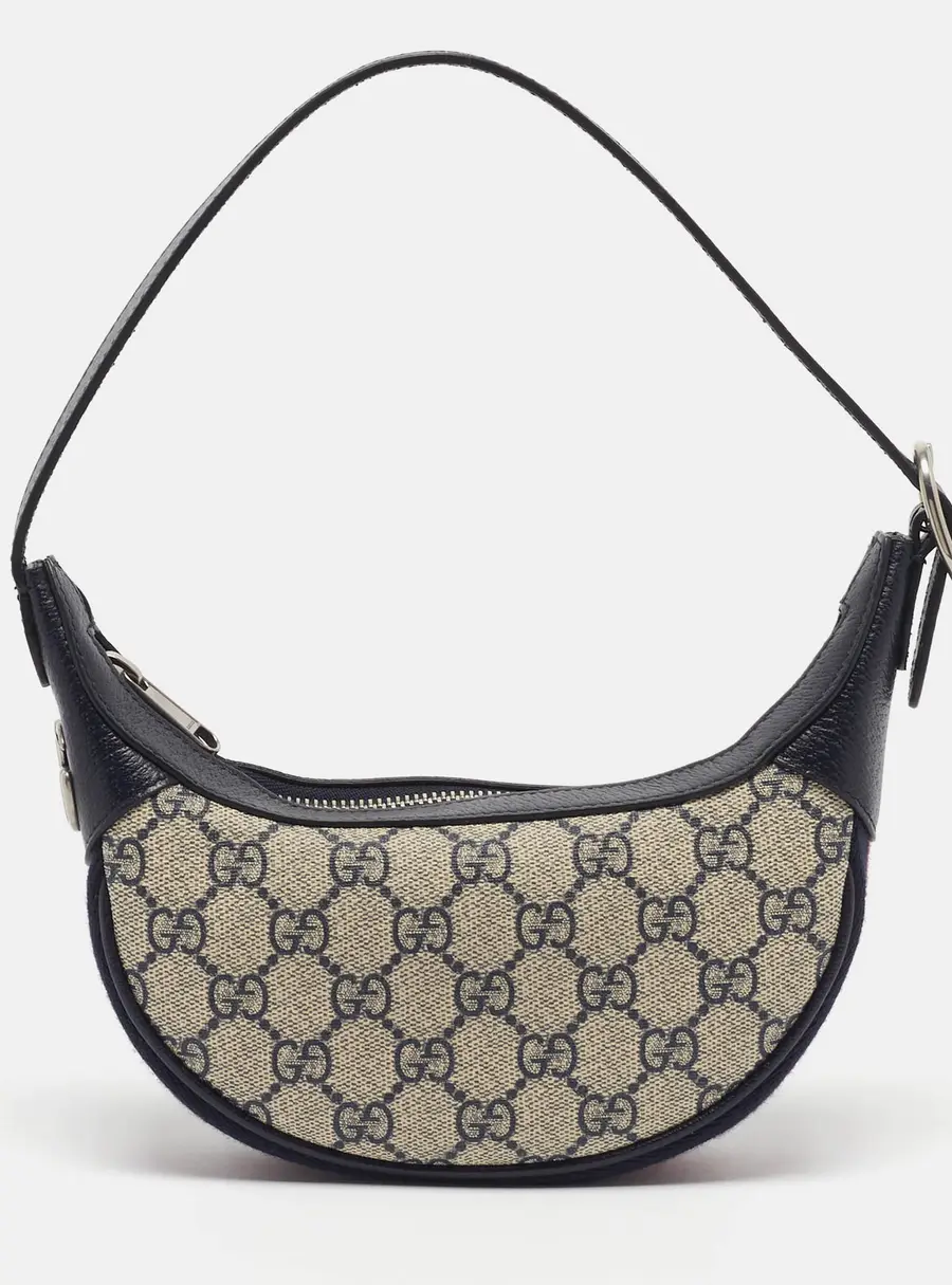 Gucci Ophidia Mini Navy Blue GG Supreme Canvas and Leather Hobo