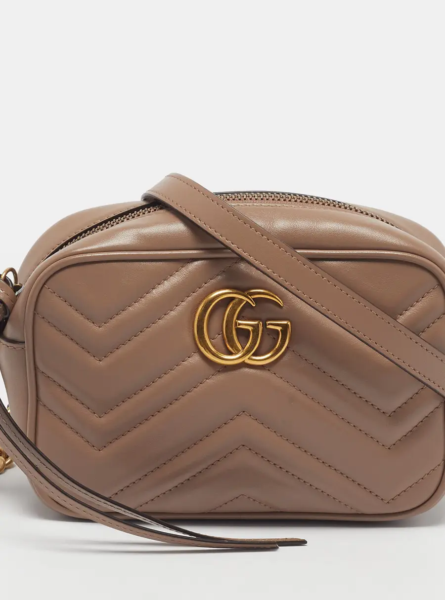 Gucci GG Marmont Mini Dusty Pink Matelass&eacute; Leather Camera Bag