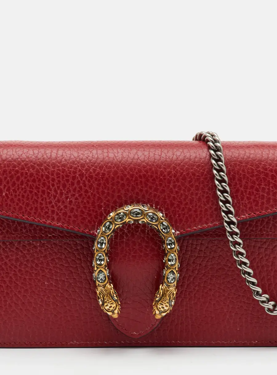 Gucci Dionysus Super Mini Red Leather Chain Shoulder Bag