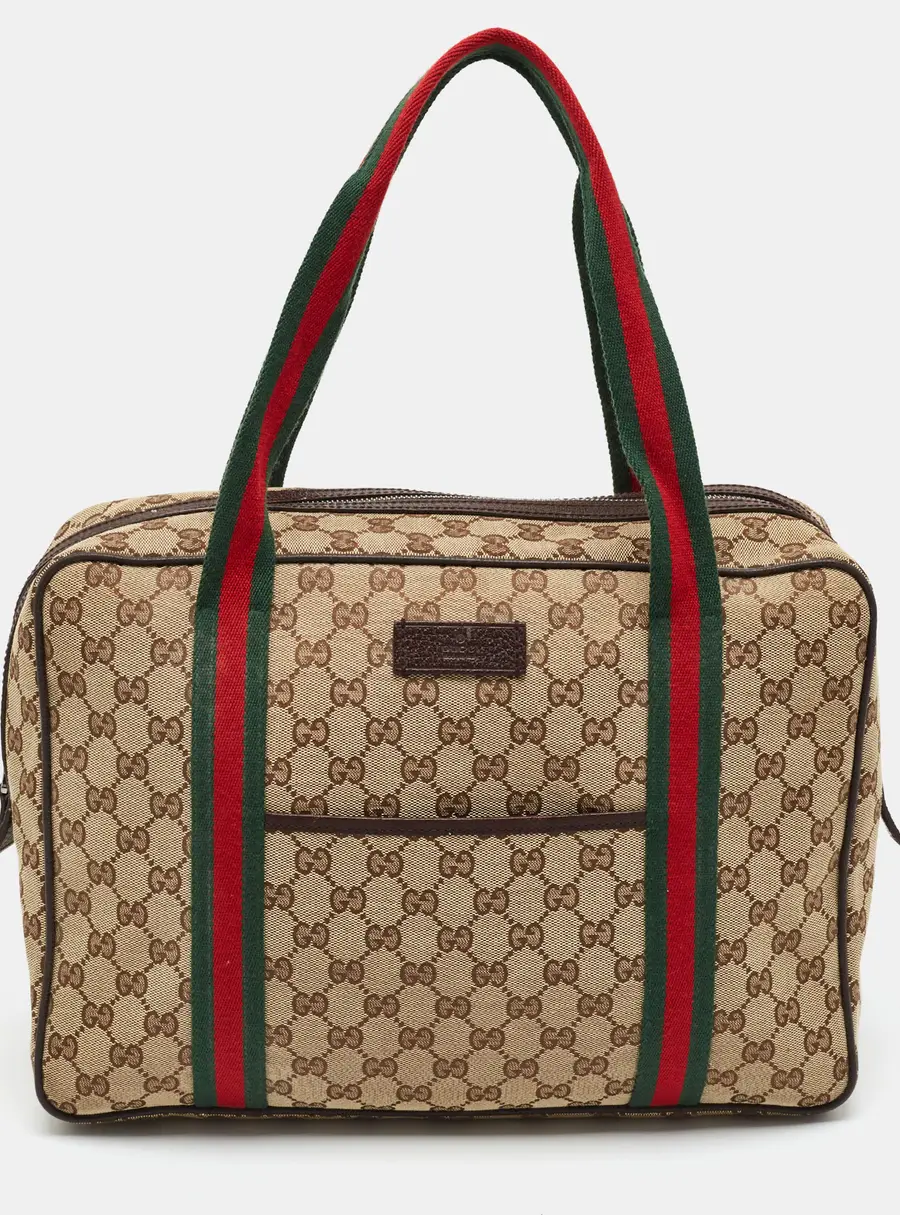 Gucci Sherry Line Web Beige/Brown GG Canvas and Leather Business Briefcase