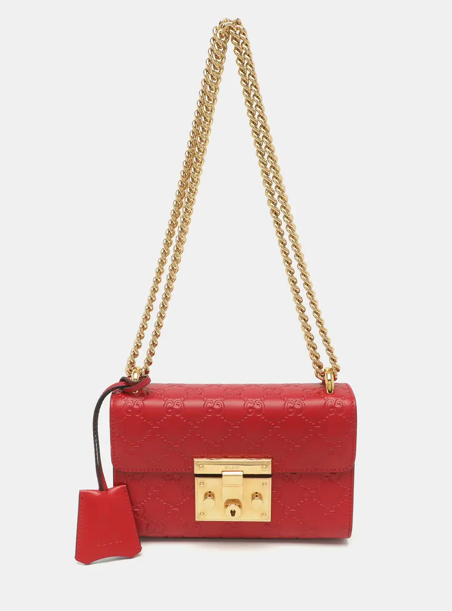 Gucci Padlock Small Red Guccissima Leather Shoulder Bag