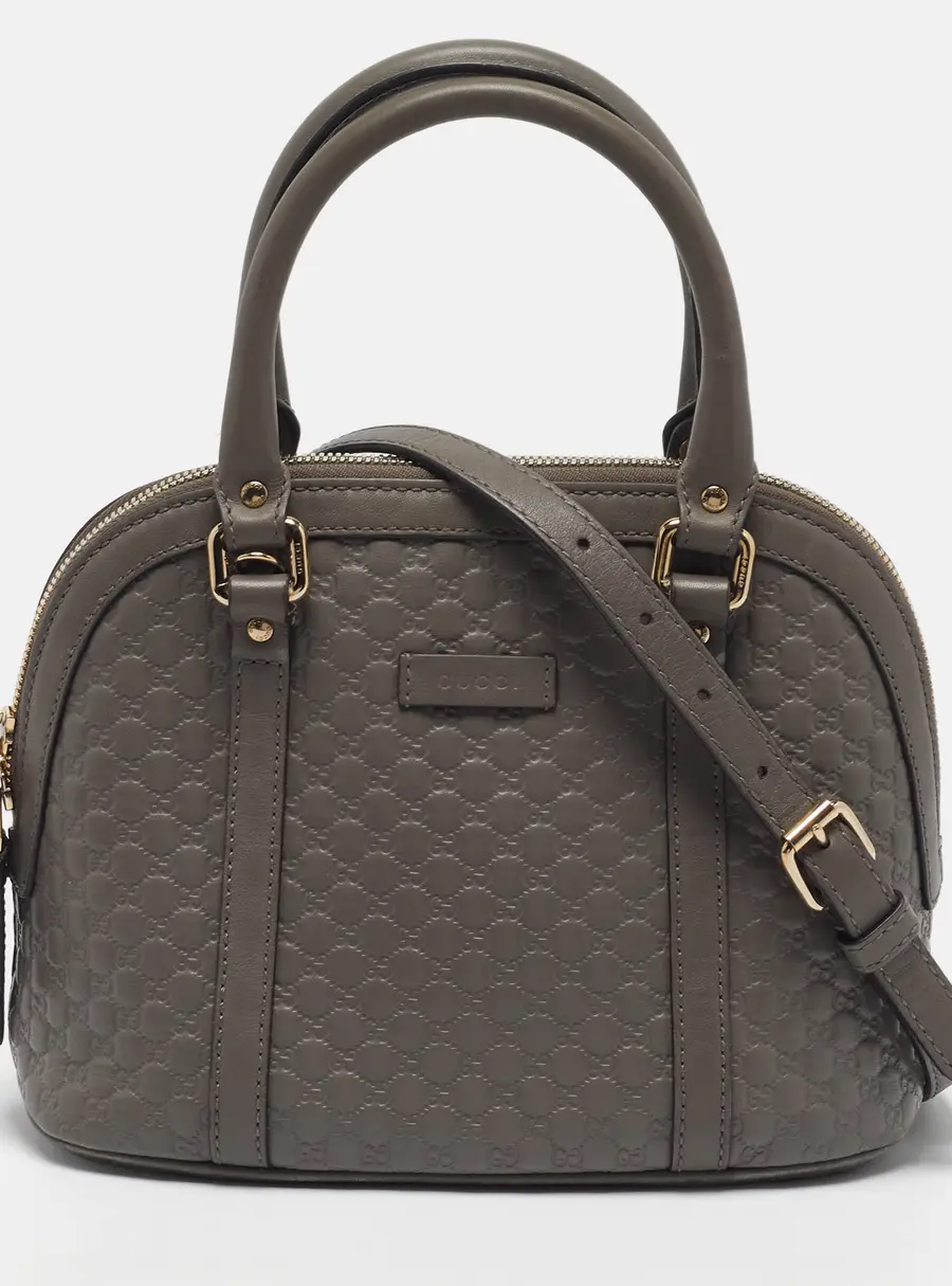 Gucci Nice Dome Mini Light Grey Microguccissima Leather Bag