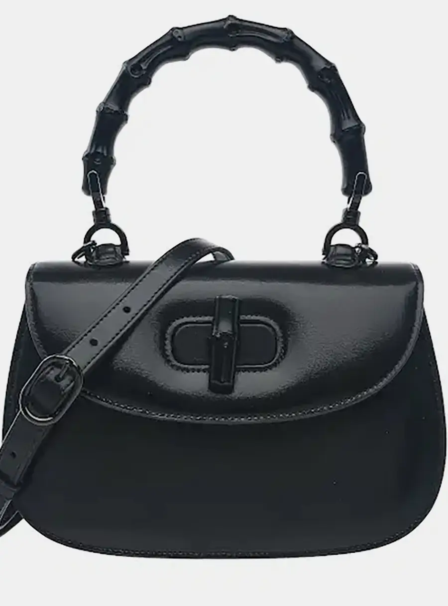 Gucci Bamboo 1947 Small Black Leather Top Handle Bag