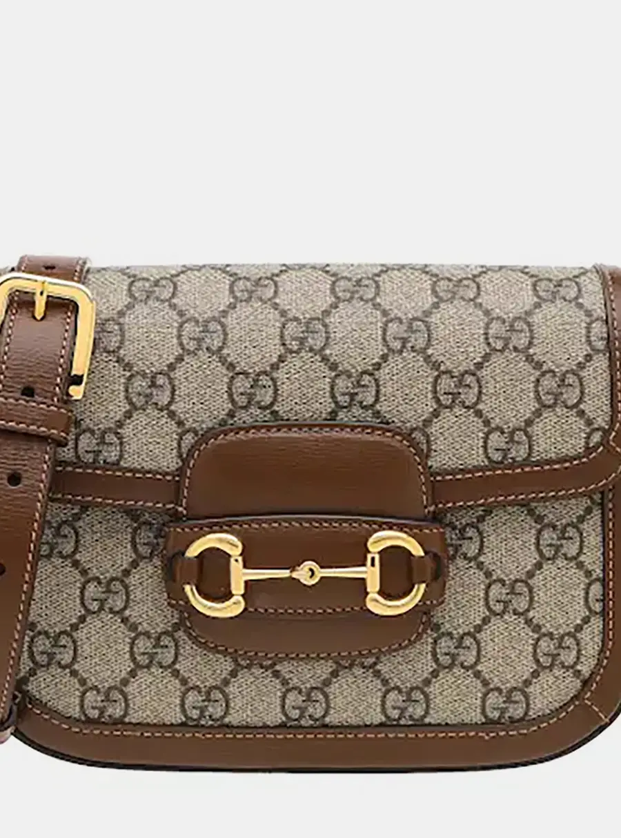 Gucci Horsebit 1955 GG Supreme Canvas Shoulder Bag Mini Beige/Brown