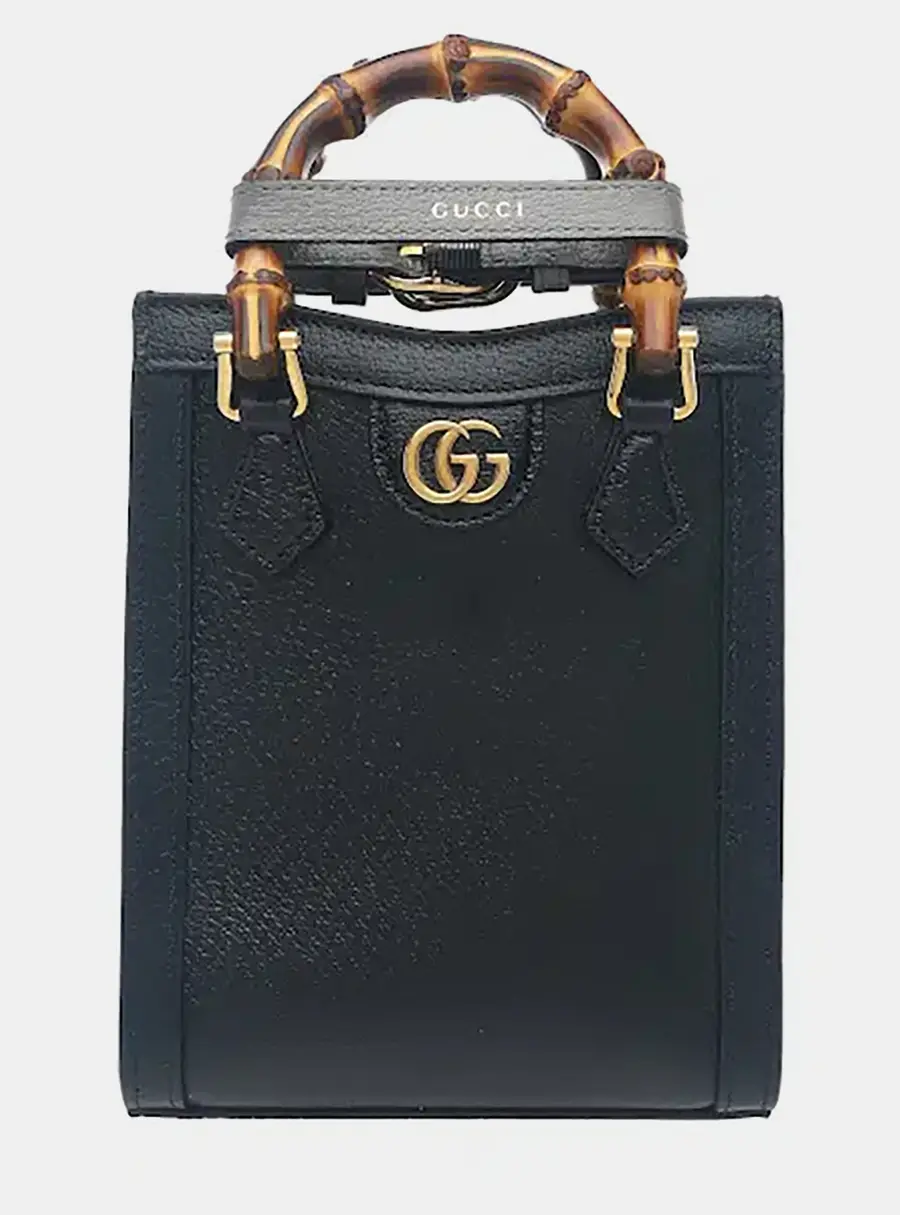 Gucci Diana Mini Black Leather Tote Bag