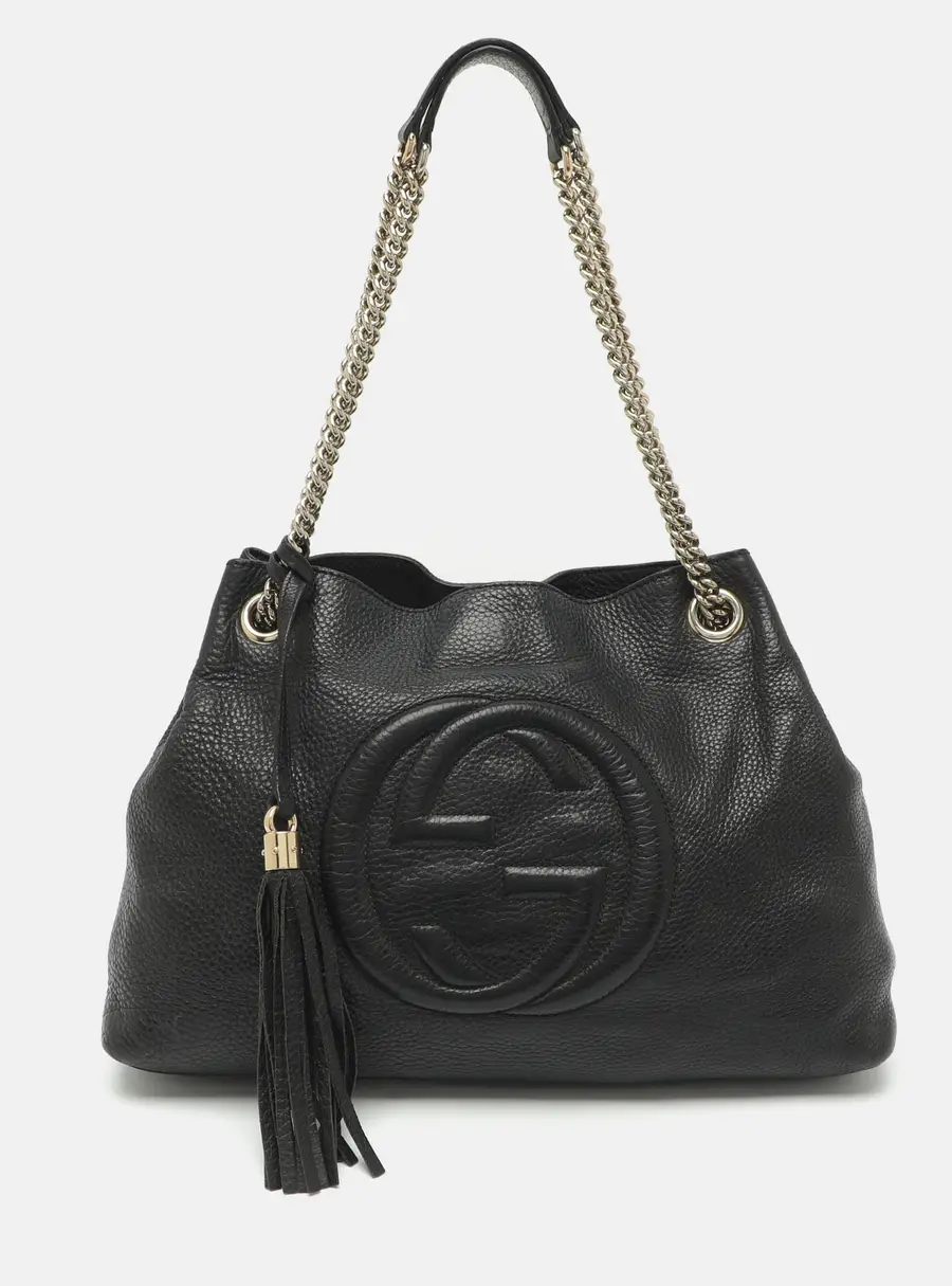 Gucci Soho Chain Medium Black Leather Shoulder Bag