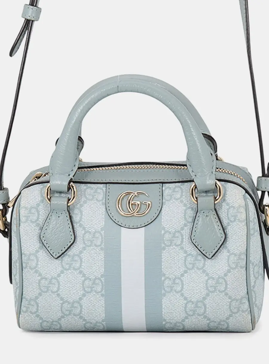 Gucci Ophidia Super Mini 2-Way Bag Light Blue Gg Supreme Leather