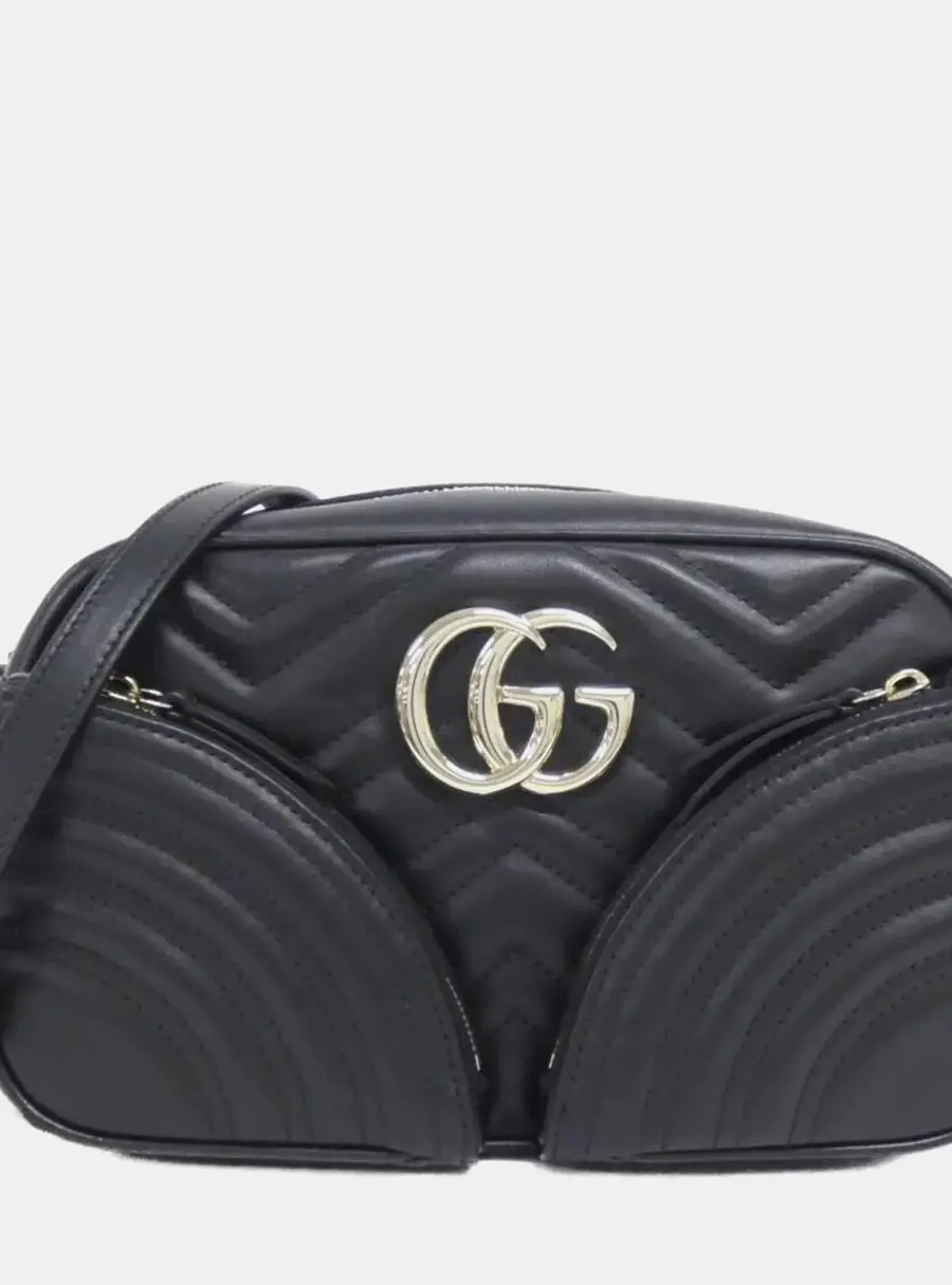 Gucci GG Marmont Small Black Matelasse Calfskin Leather Shoulder Bag