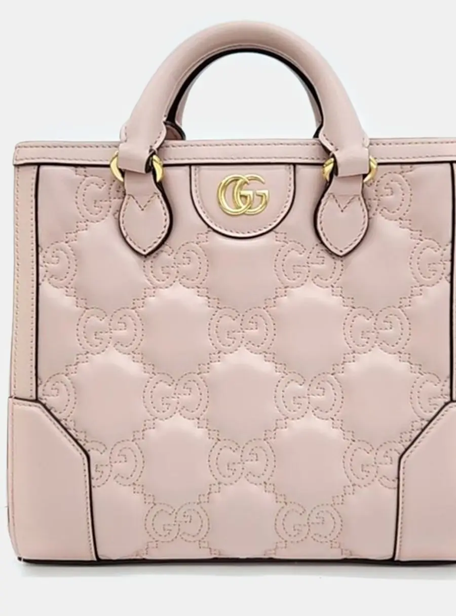 Gucci Pink Leather Matelasse Mini Top Handle Bag