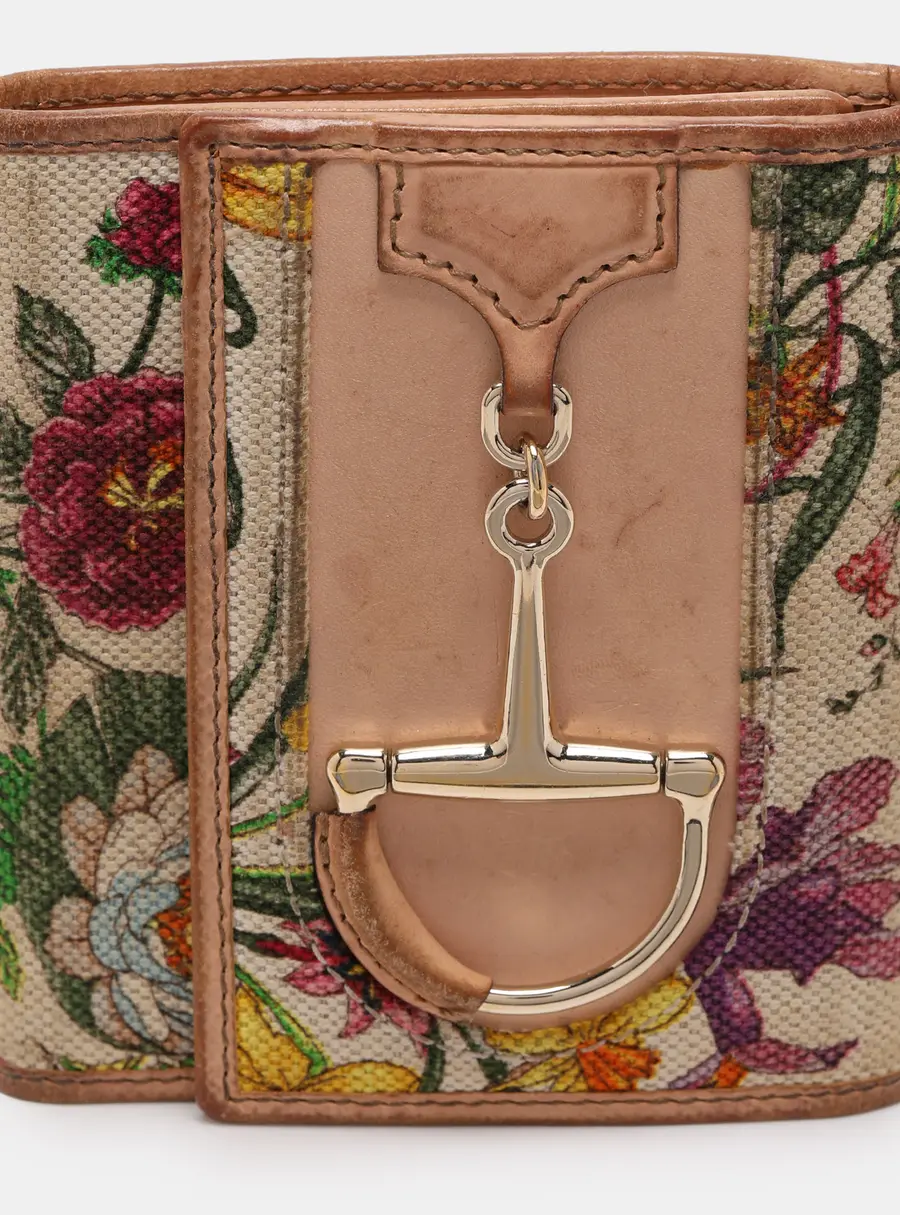 Gucci Multicolor Canvas and Leather Horsebit Trifold Wallet